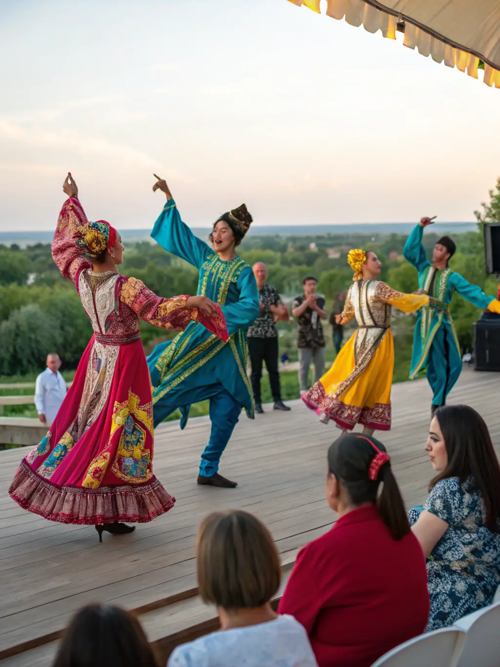 A photograph showcasing a traditional dance performance during a regional festival organized by COMITE DES FETES.